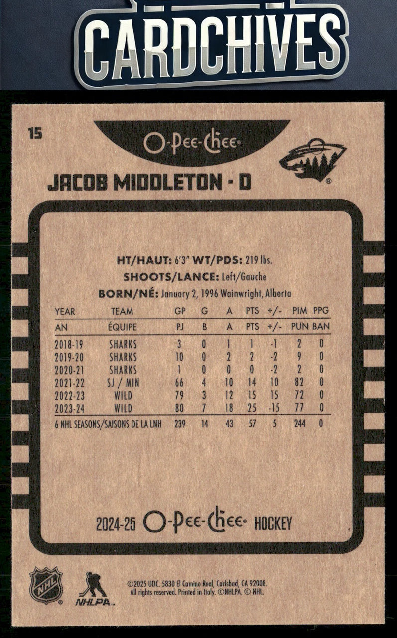 Jacob Middleton 2024-25 O-Pee-Chee #15 Retro