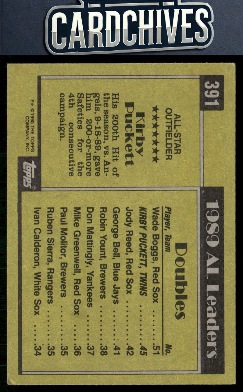 Kirby Puckett 1990 Topps #391