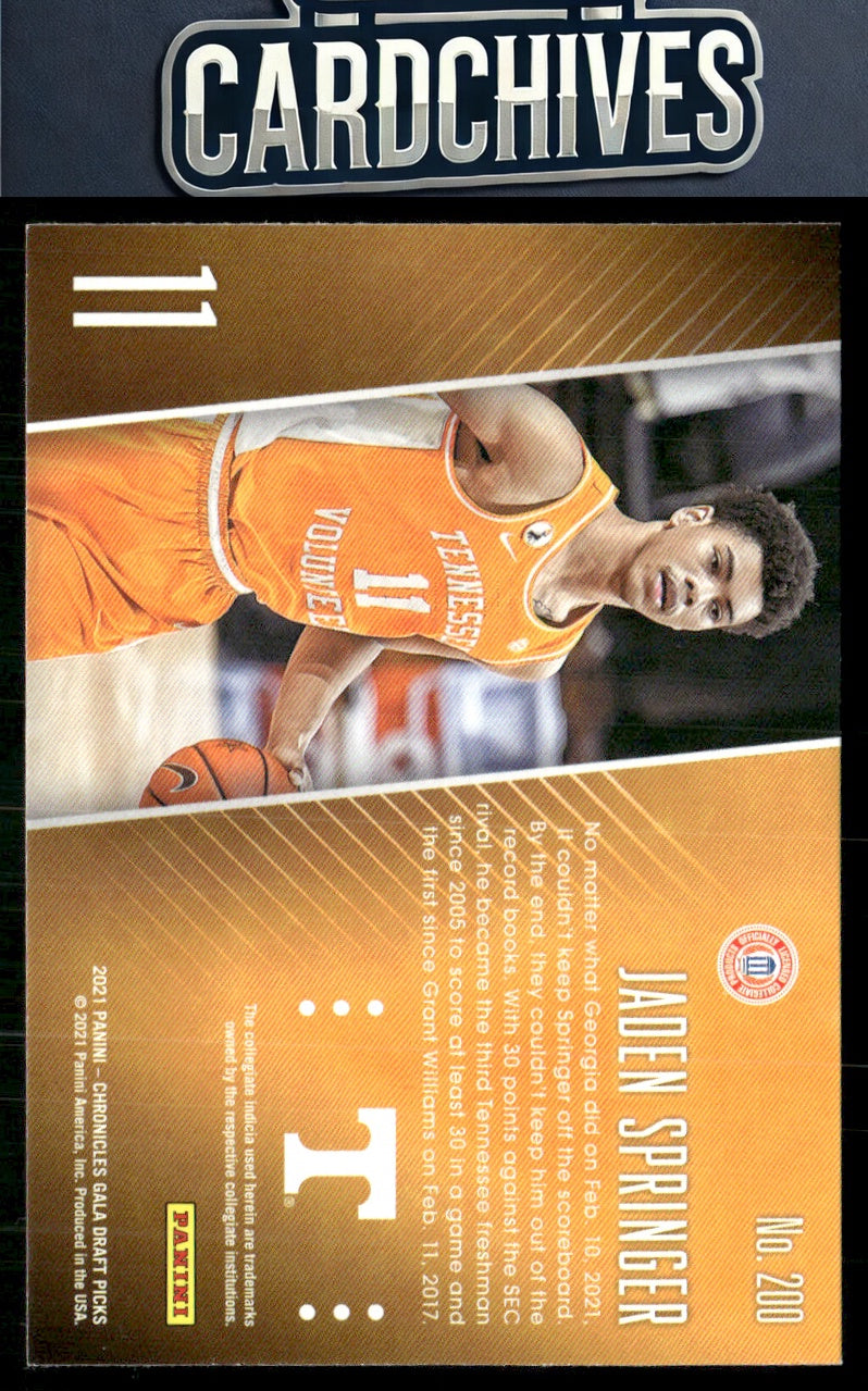 Jaden Springer 2021 Panini Chronicles Draft Picks #200