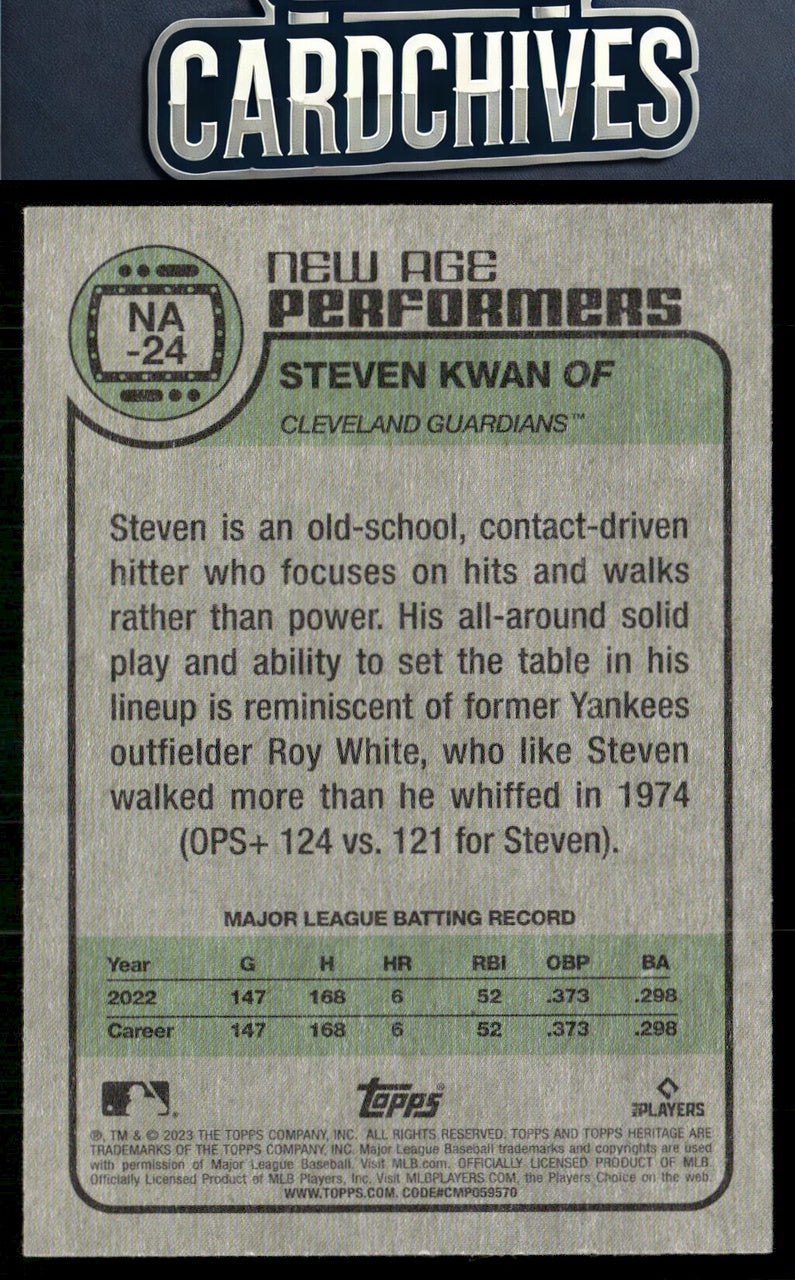 Steven Kwan 2023 Topps Heritage #NA-24 New Age Performers