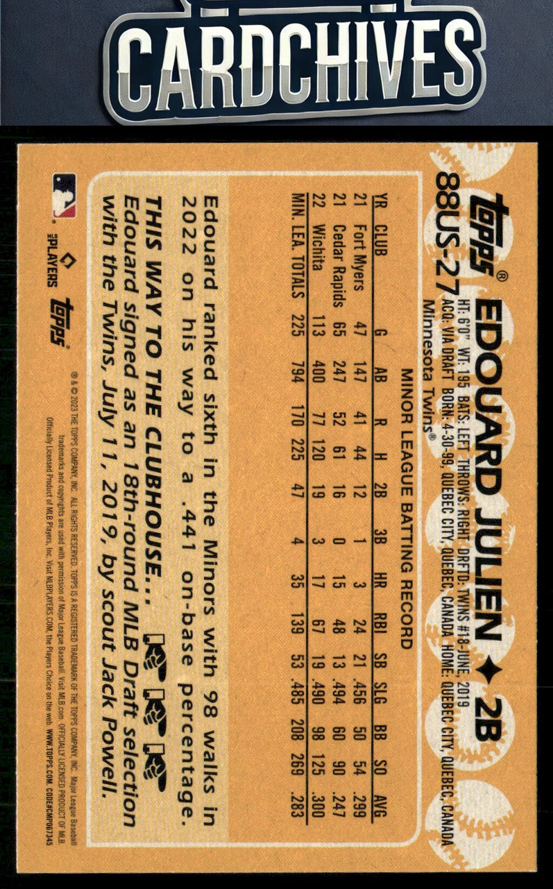 Edouard Julien 2023 Topps Update #88US-27 1988 Topps Baseball 35th Anniversary