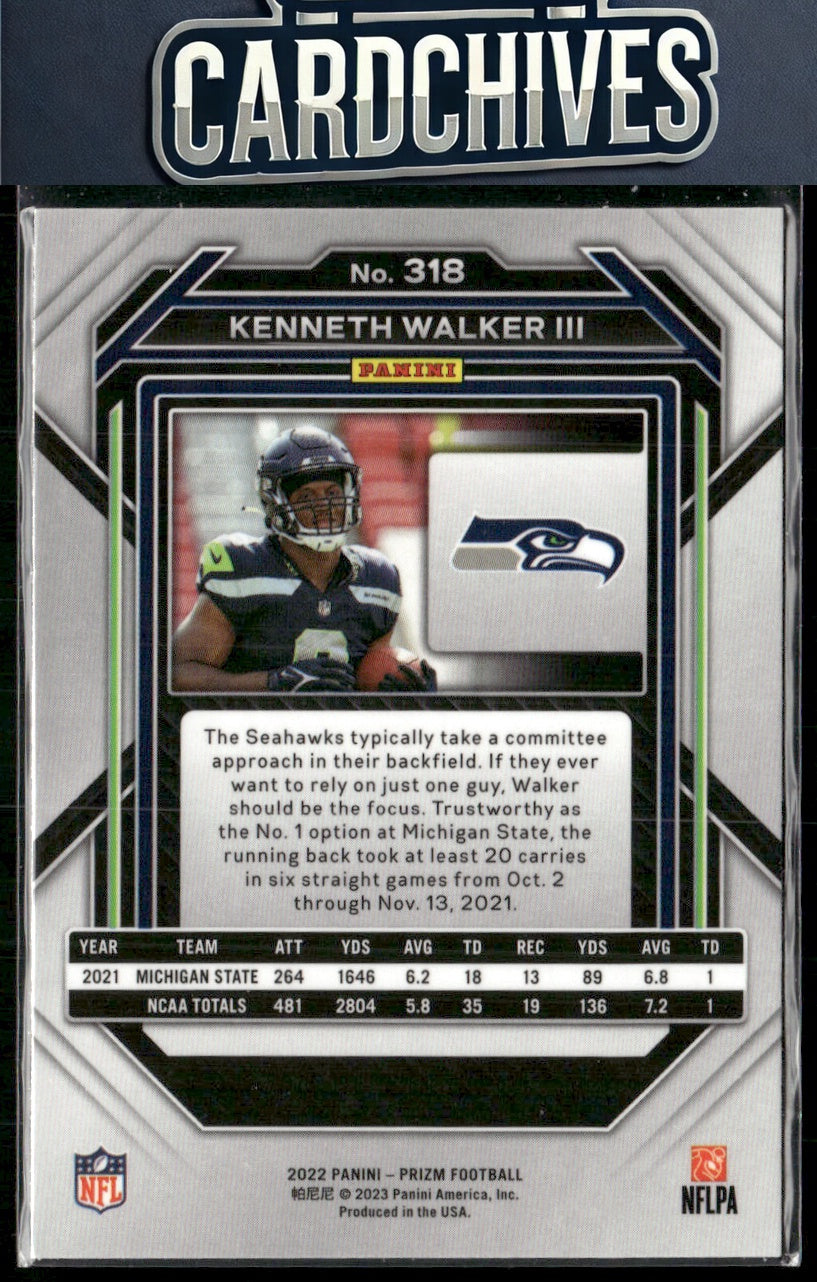 Kenneth Walker III 2022 Panini Prizm #318 Rookie