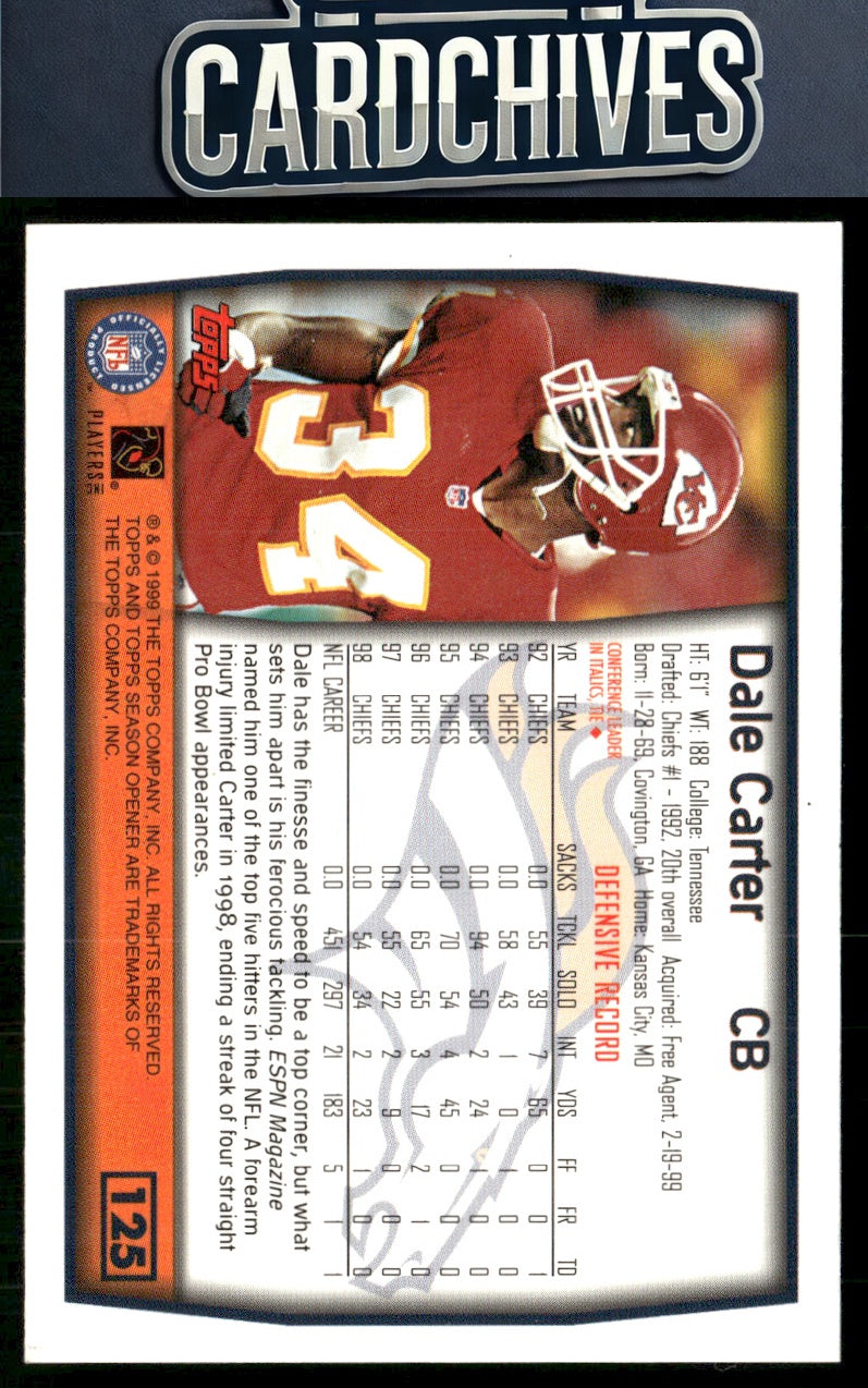 Dale Carter 1999 Topps Season Opener #125