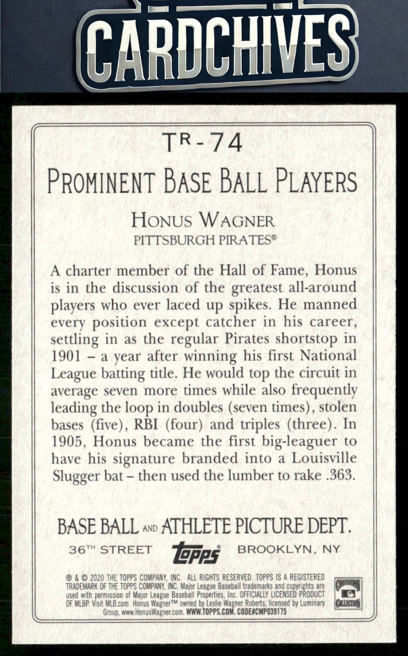 Honus Wagner 2020 Topps #TR-74 Turkey Red 2020 (Series 2)