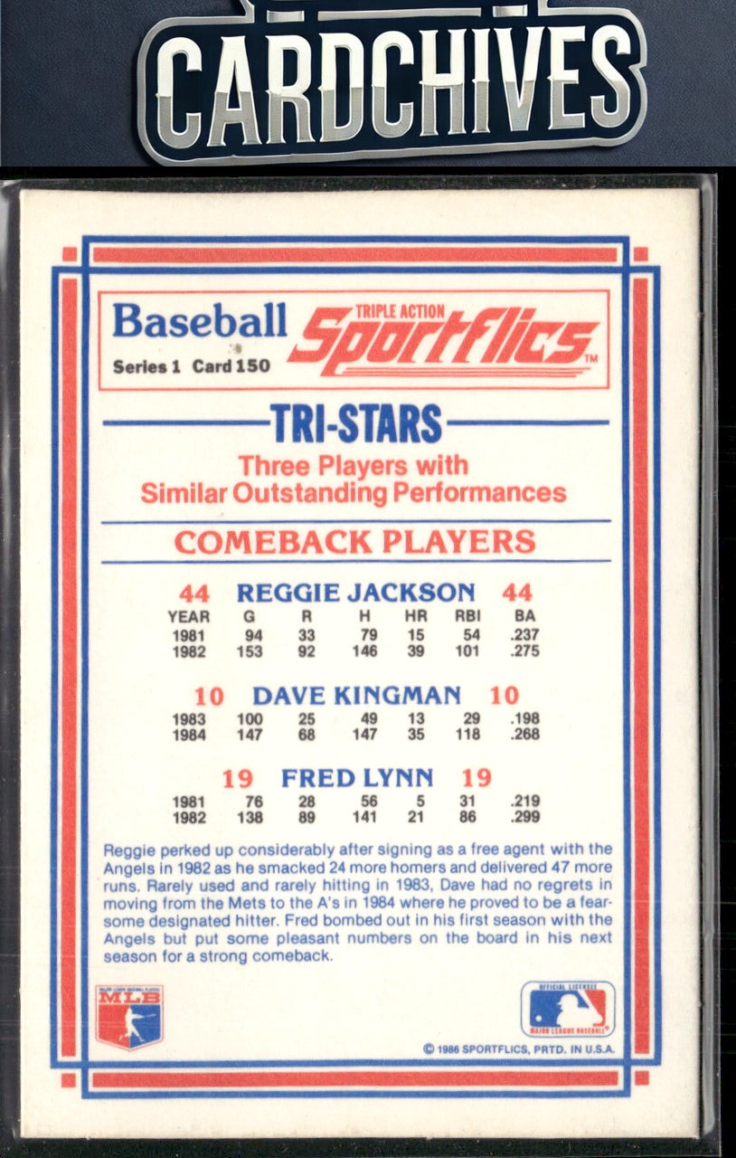 Comeback Players (Reggie Jackson / Kingman / Lynn) 1986 Sportflics #150