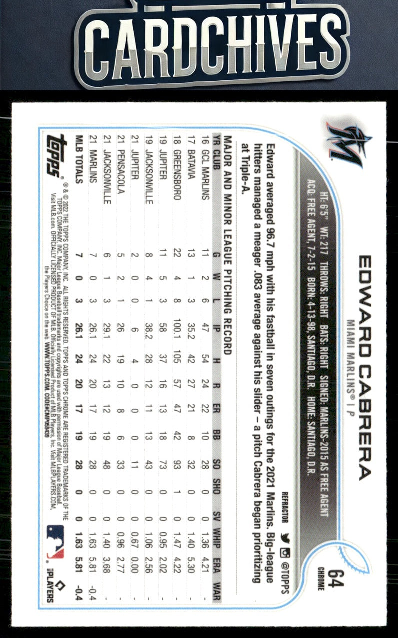 Edward Cabrera 2022 Topps #566 Rainbow Foil