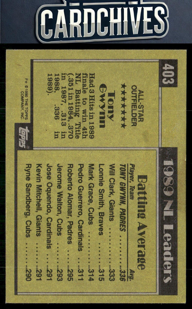 Tony Gwynn 1990 Topps #403