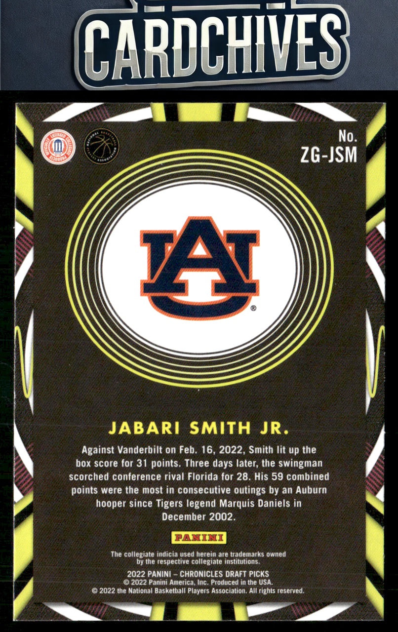 Jabari Smith Jr. 2022 Panini Chronicles Draft Picks #ZG-JSM Gamma Rays Pulsar