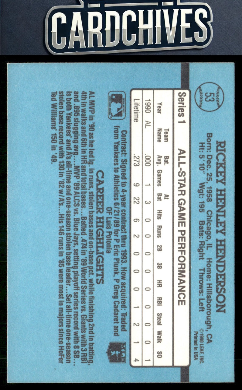 Rickey Henderson 1991 Donruss #53