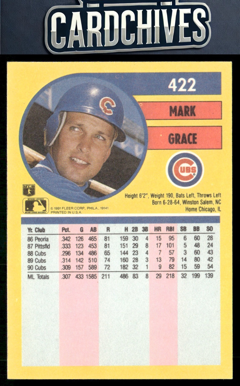Mark Grace 1991 Fleer #422