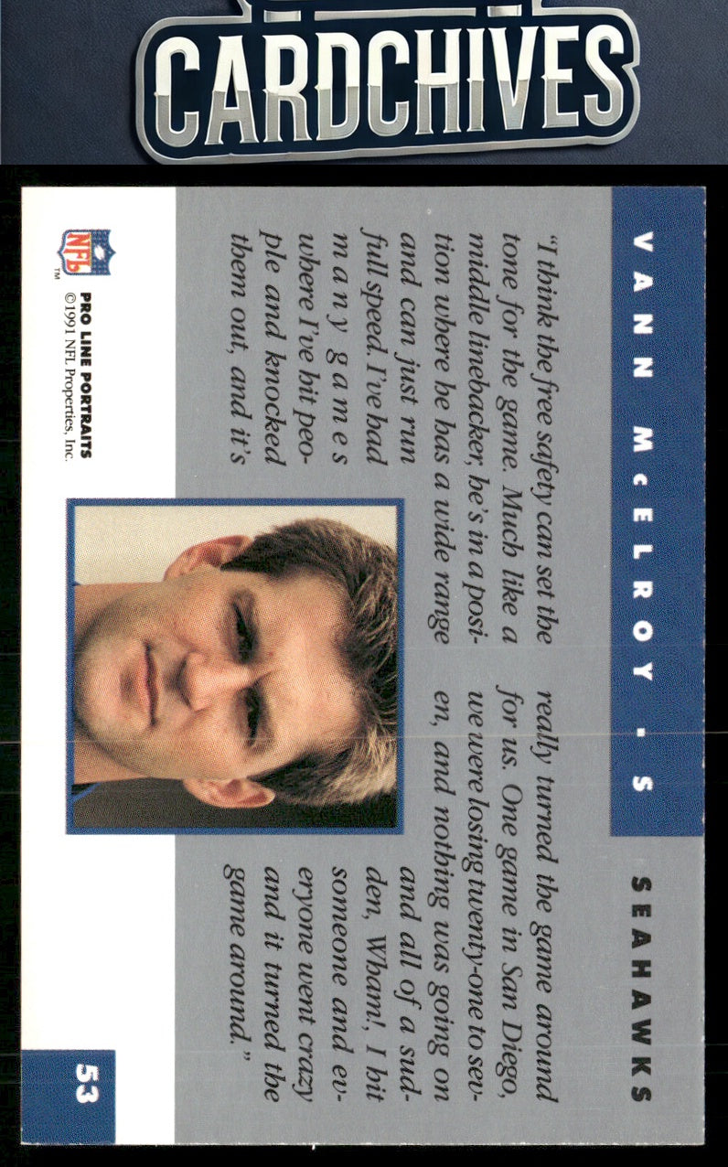 Vann McElroy 1991 Pro Line Portraits #53