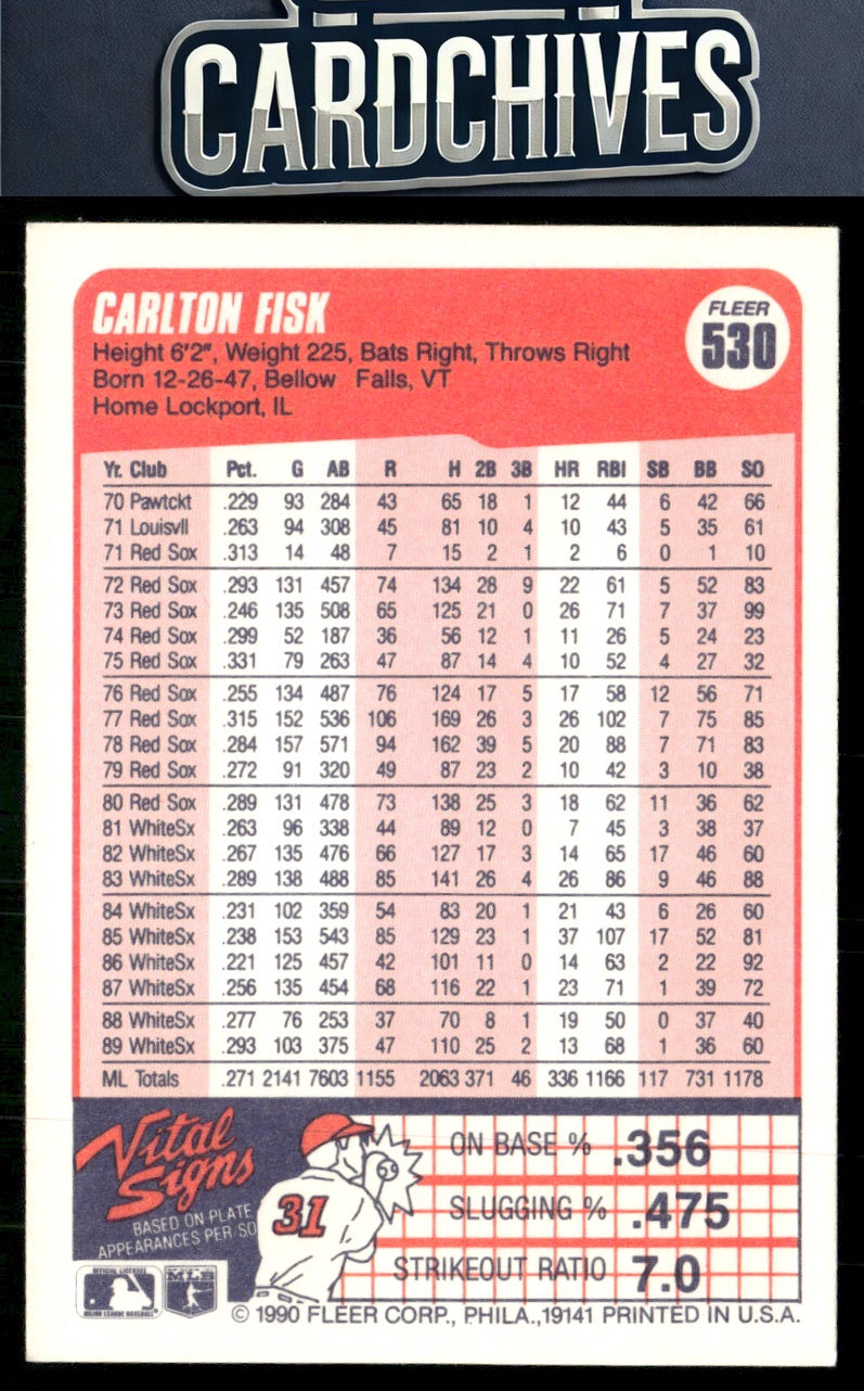 Carlton Fisk 1990 Fleer #530