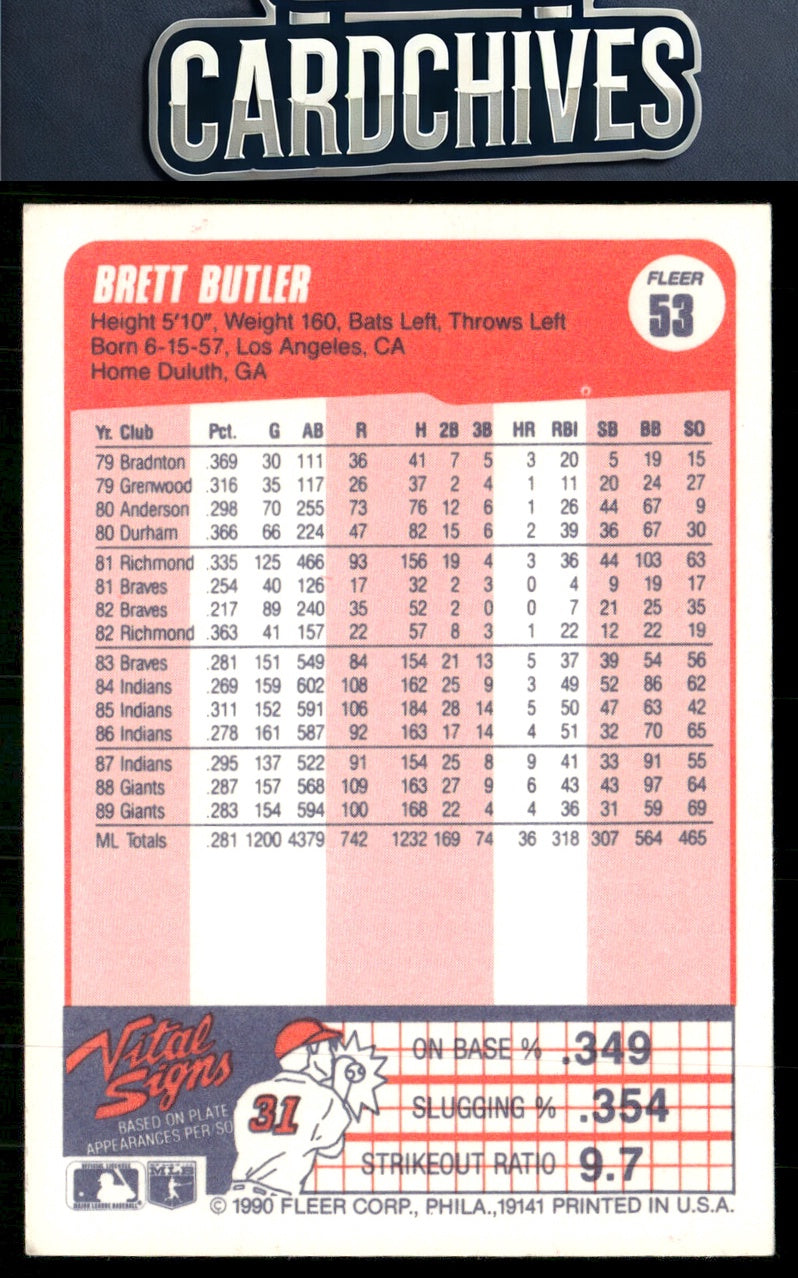 Brett Butler 1990 Fleer #53b
