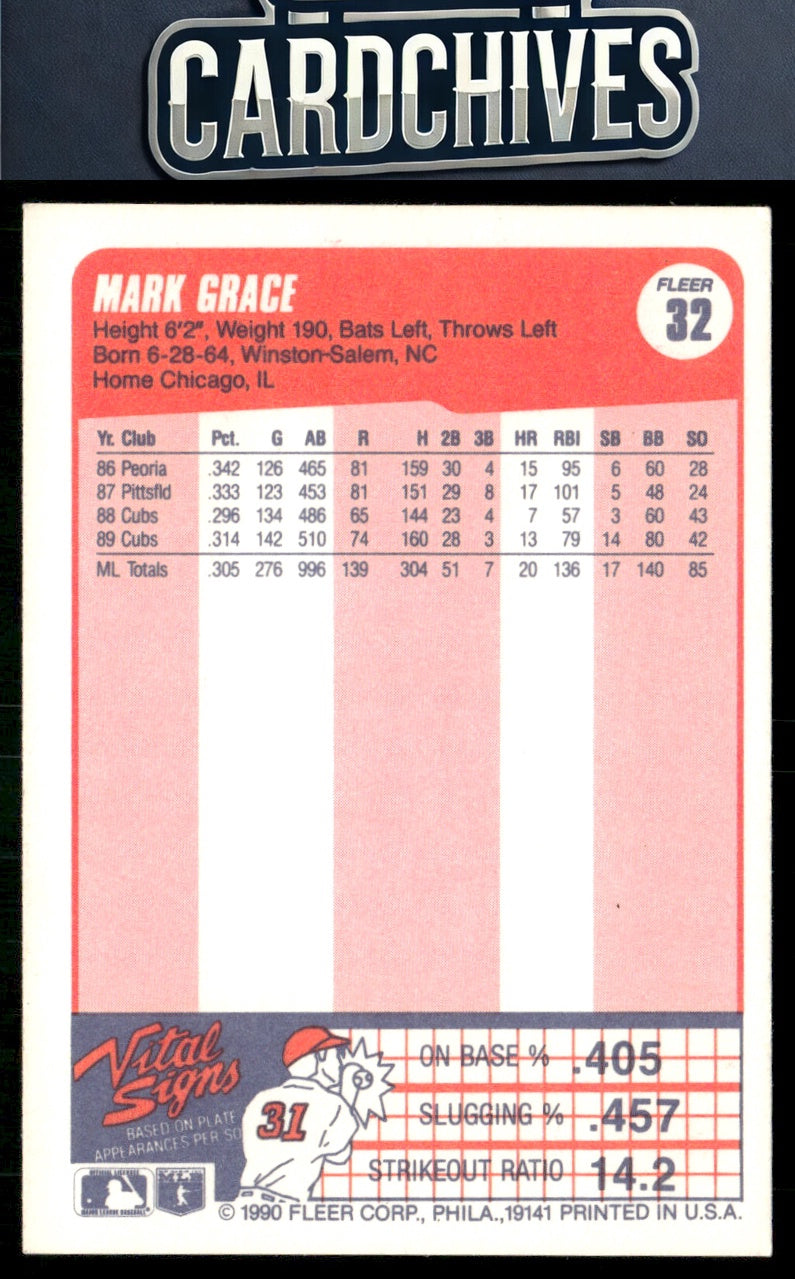 Mark Grace 1990 Fleer #32