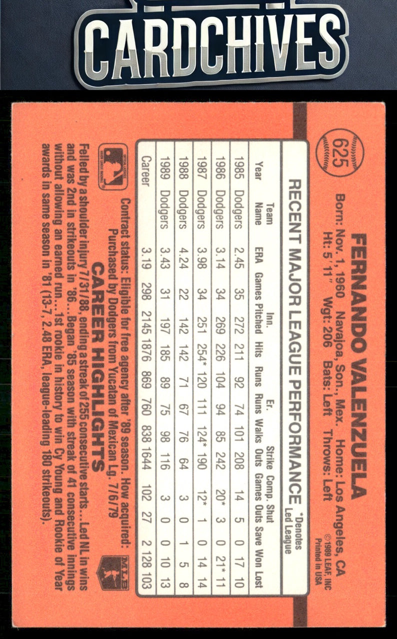 Fernando Valenzuela 1990 Donruss #625c