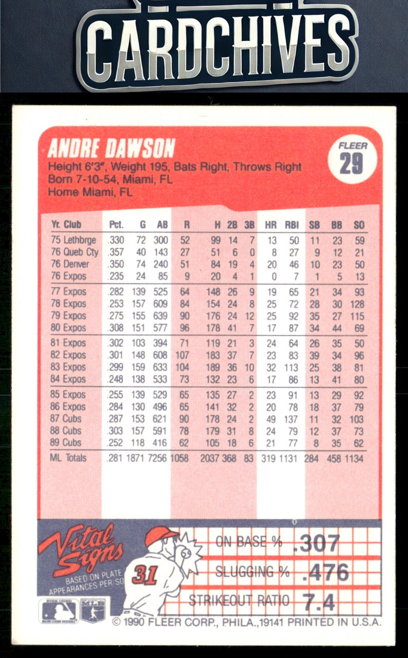 Andre Dawson 1990 Fleer #29b