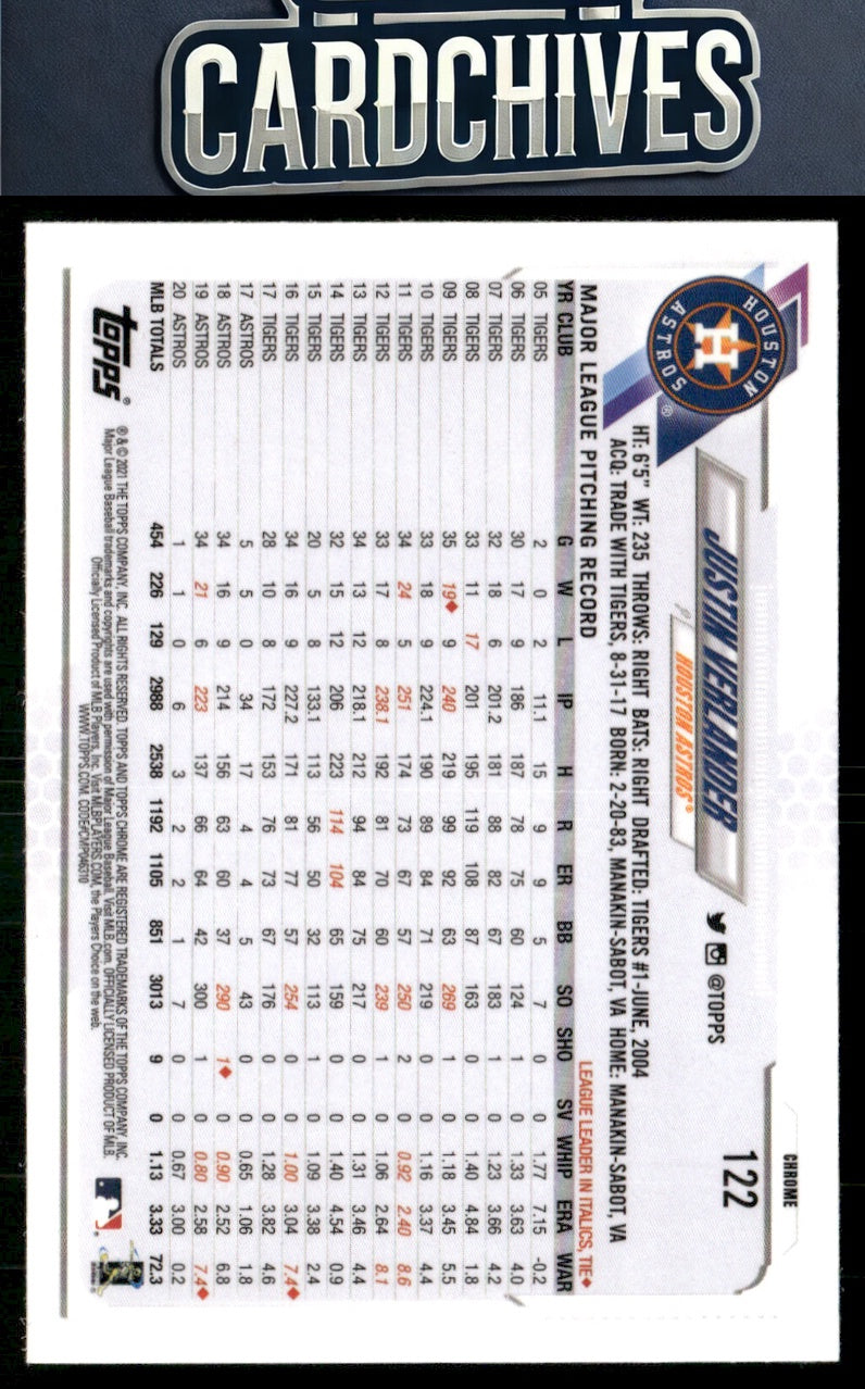 Justin Verlander 2021 Topps Chrome #122