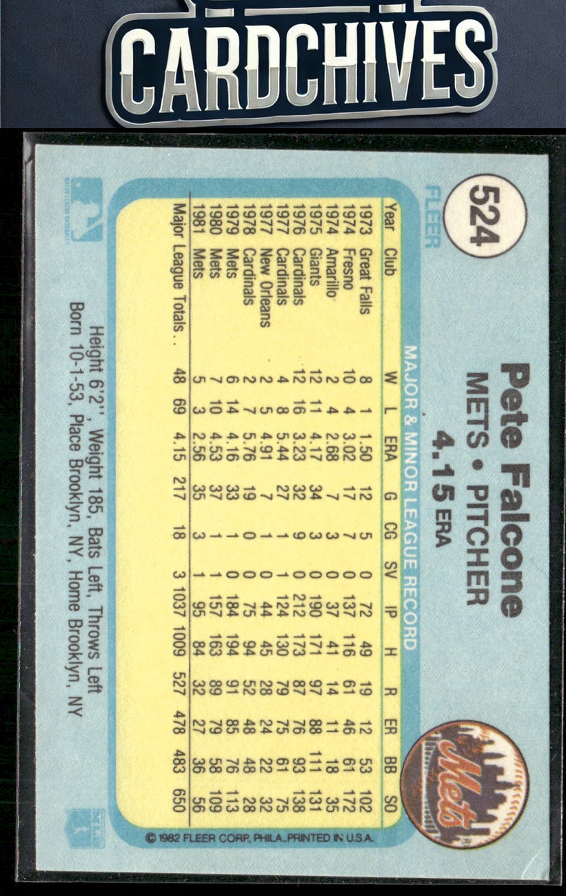 Pete Falcone 1982 Fleer #524