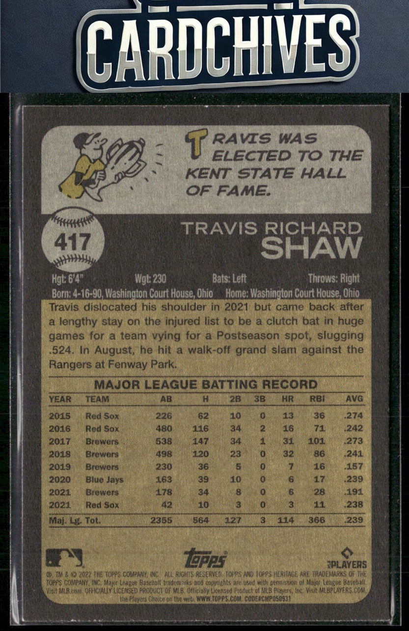 Travis Shaw 2022 Topps Heritage #417