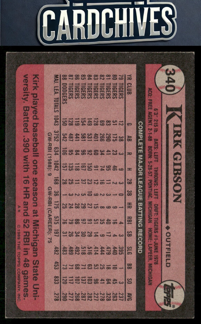 Kirk Gibson 1989 Topps #340