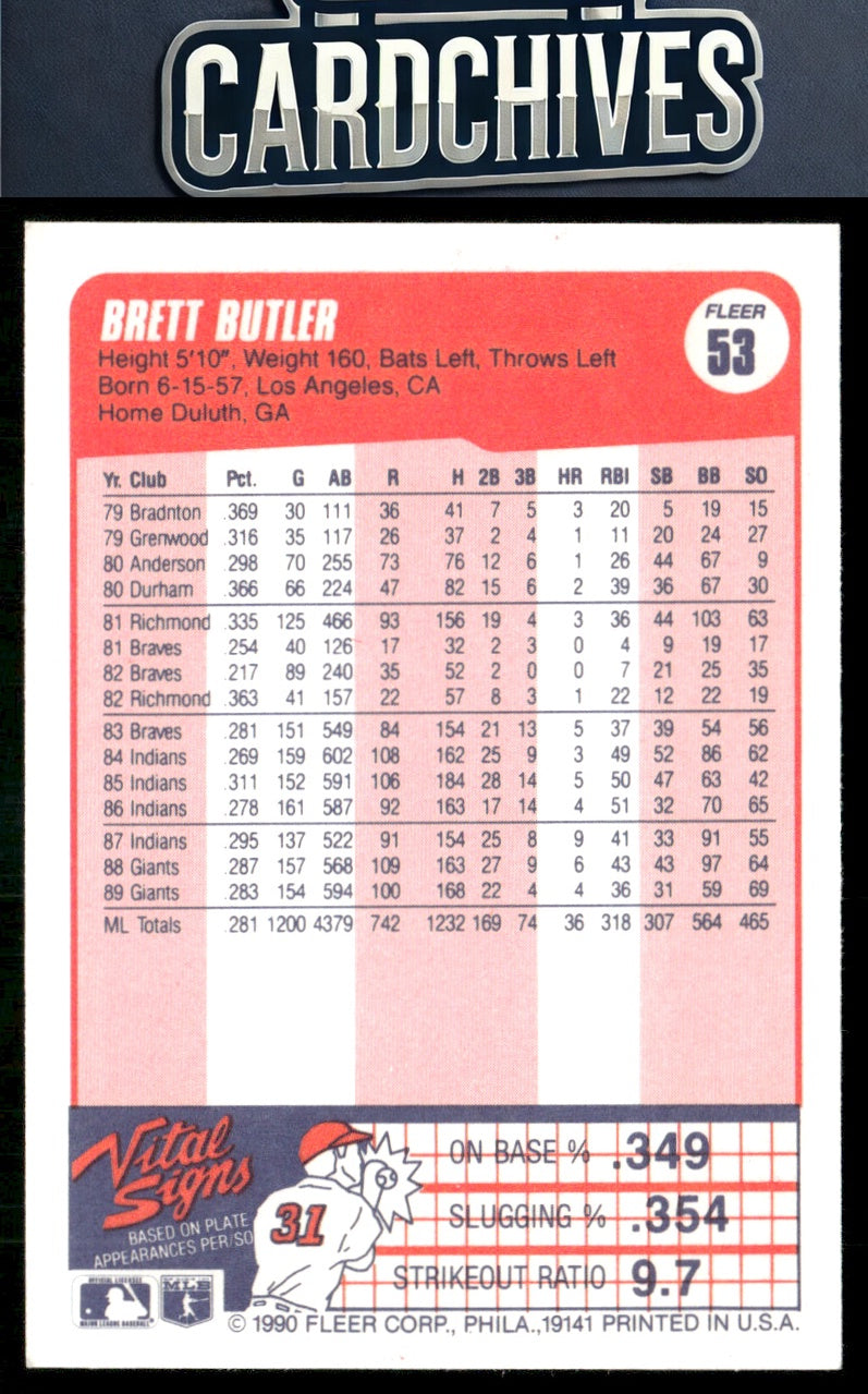 Brett Butler 1990 Fleer #53b