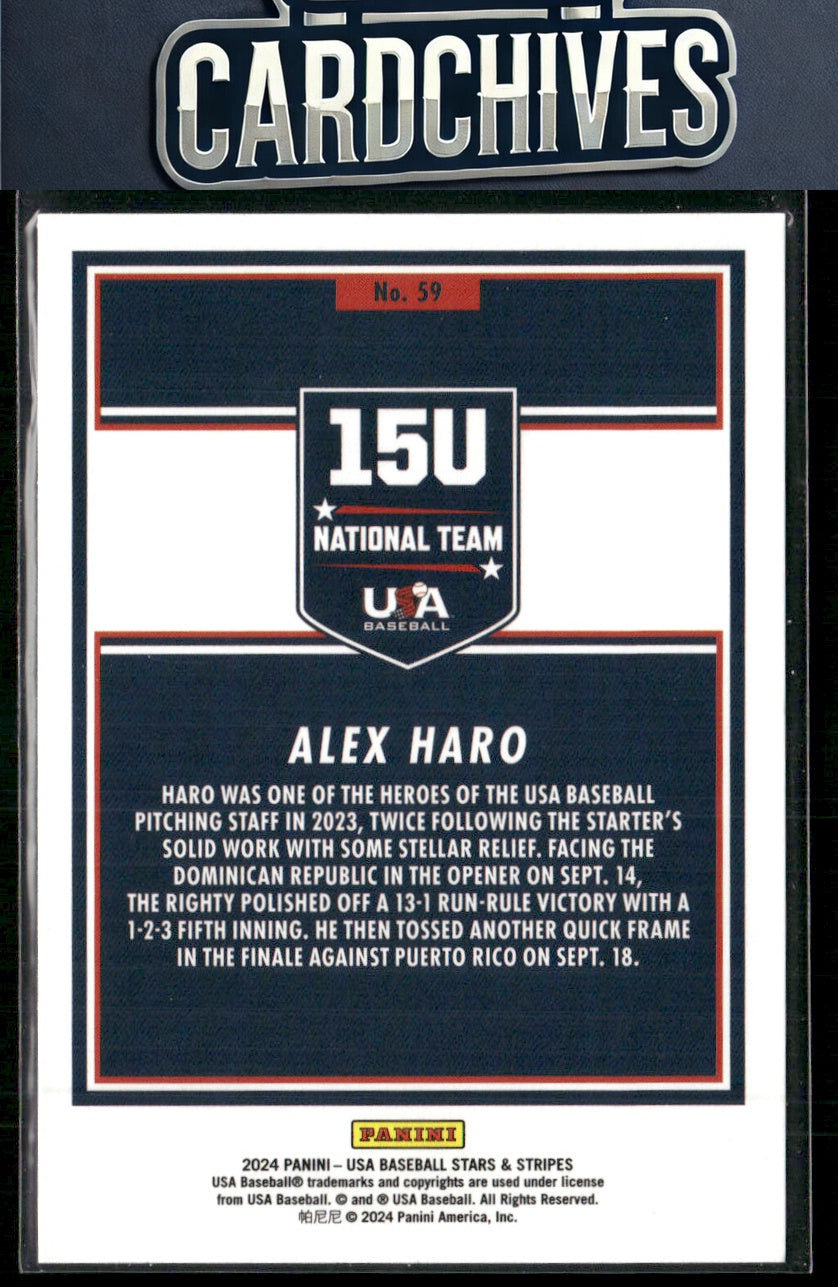 Alex Haro 2024 Panini Stars & Stripes USA Baseball #59 Opening Day