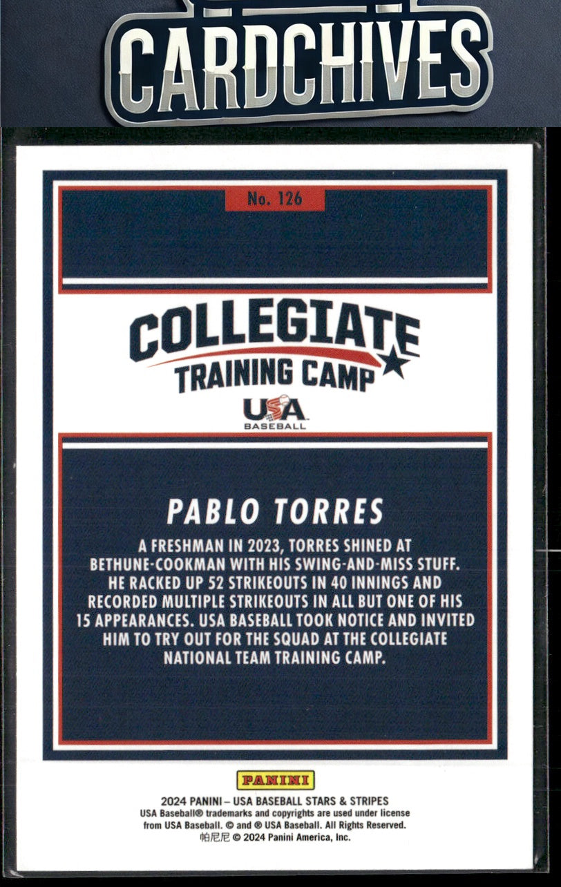 Pablo Torres 2024 Panini Stars & Stripes USA Baseball #126 Green