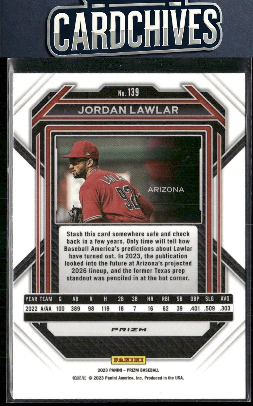 Jordan Lawlar 2023 Panini Prizm #139 Blue Ice Prizms