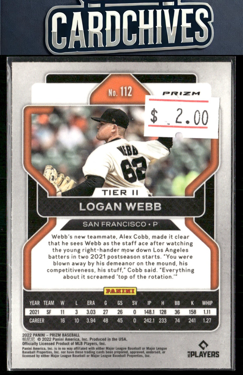 Logan Webb 2022 Panini Prizm #112 Red/White/Blue Prizm