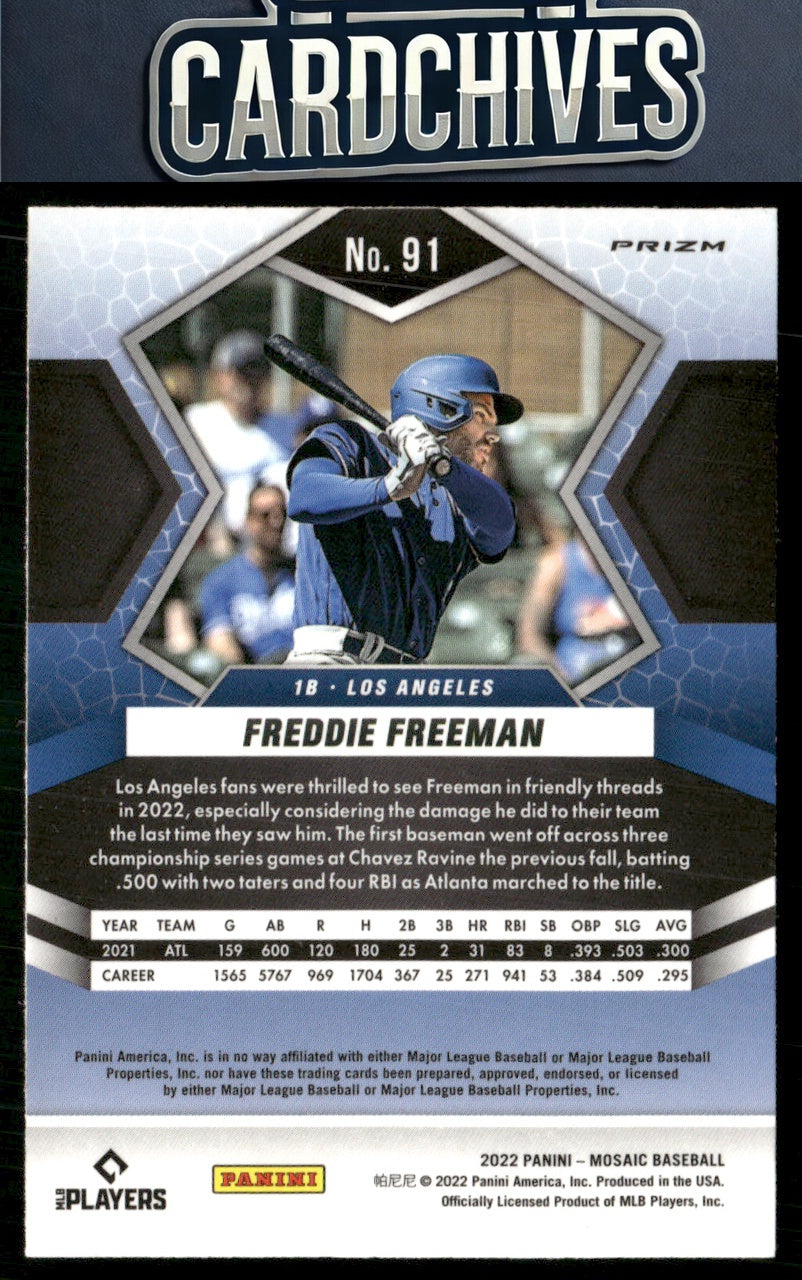 Freddie Freeman 2022 Panini Mosaic #91 Green Mosaic