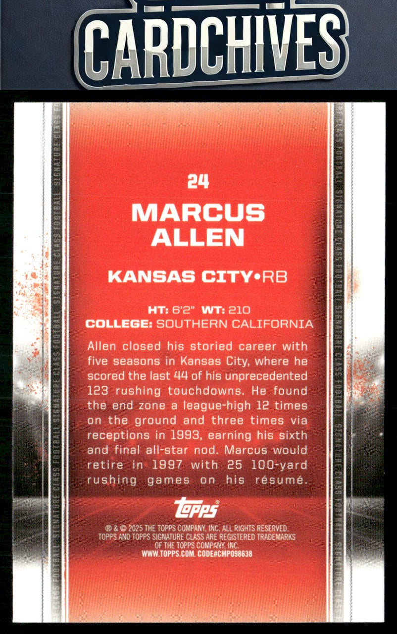 Marcus Allen 2024 Topps Signature Class #24 Bronze