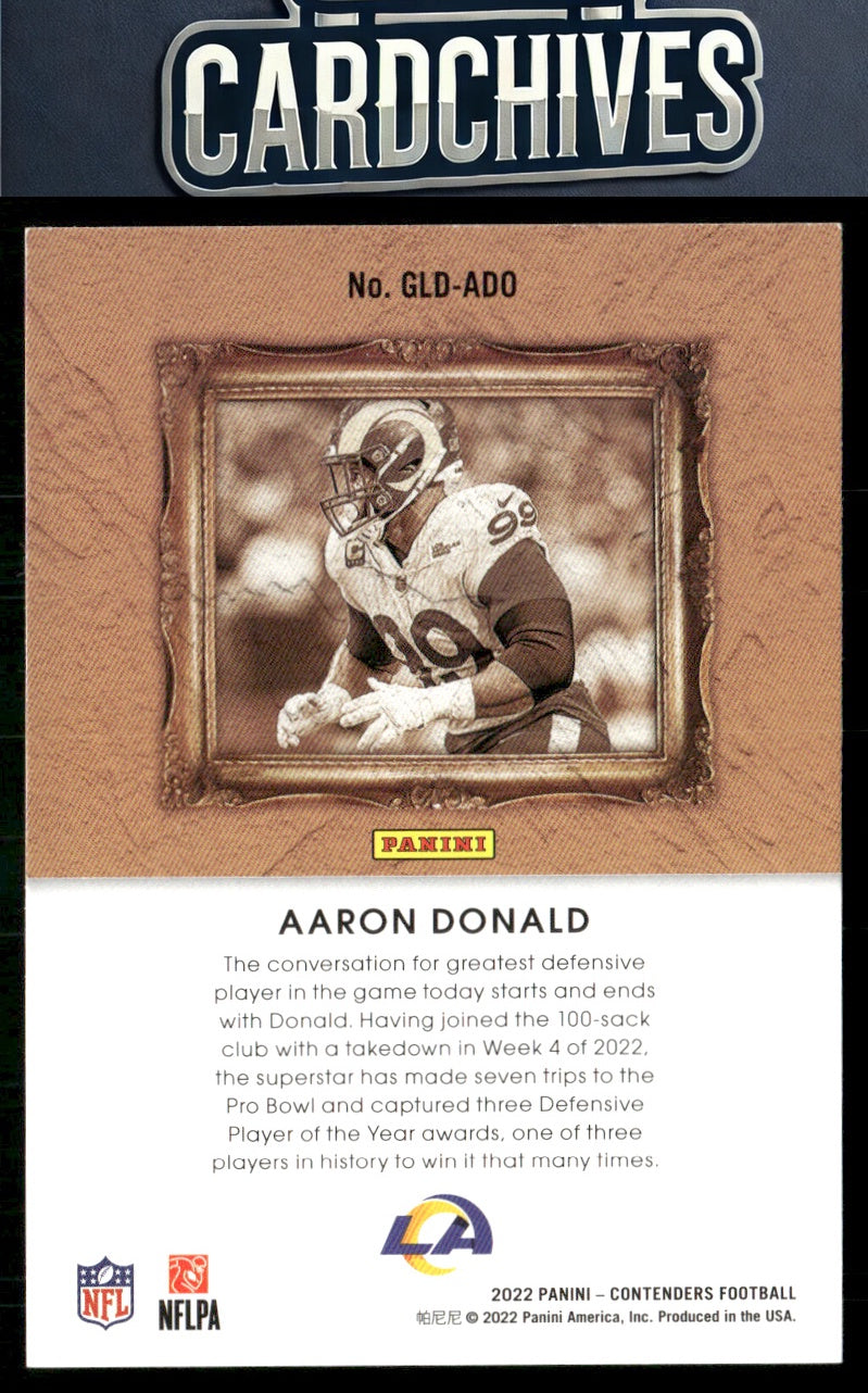 Aaron Donald 2022 Panini Contenders #GLD-ADO Gladiators Emerald