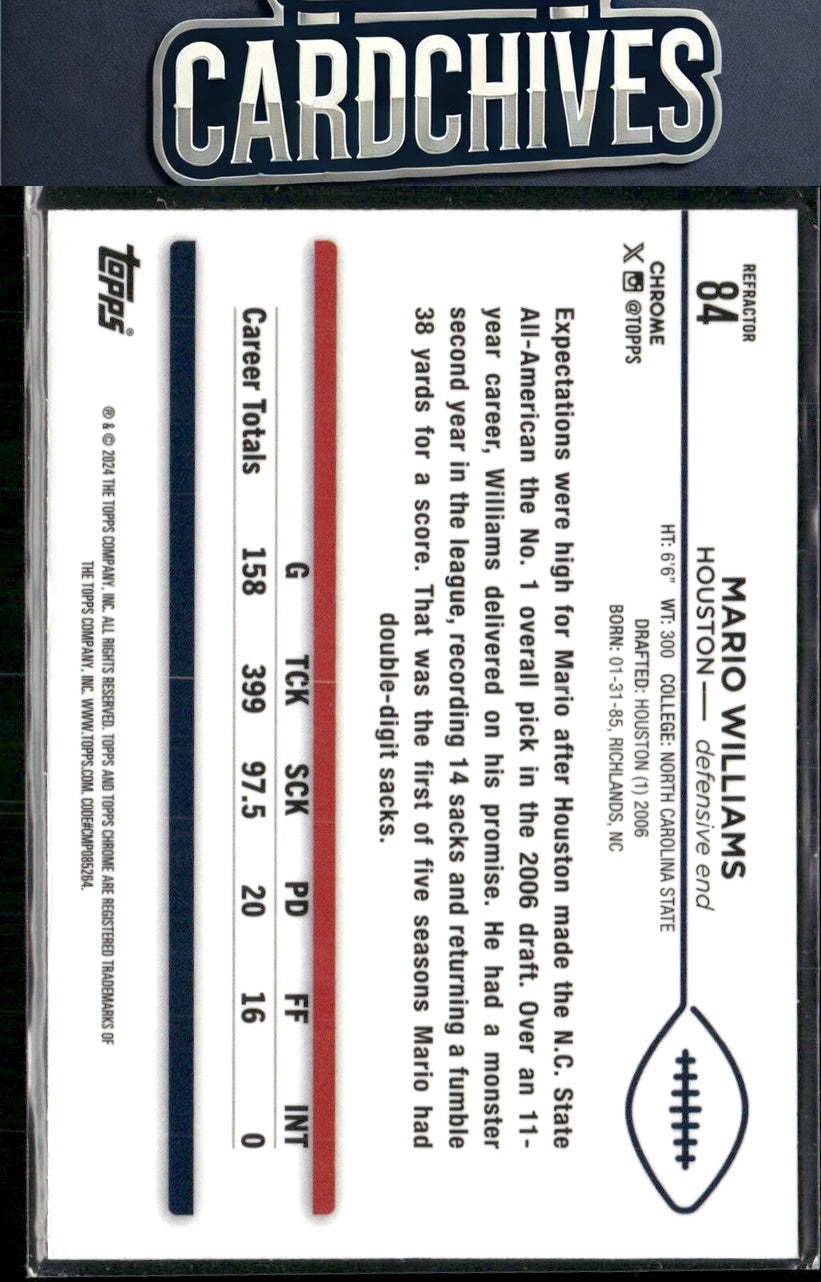 Mario Williams 2024 Topps Chrome #84 Refractor