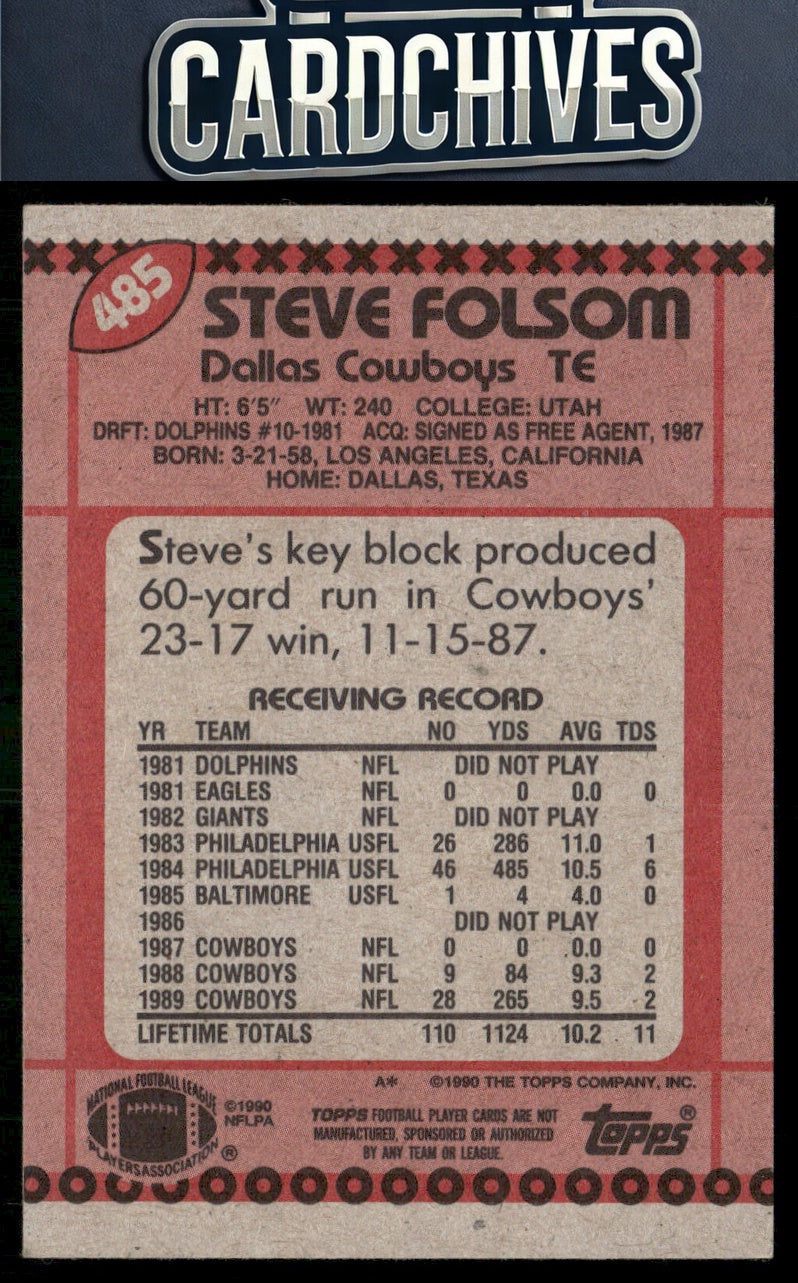 Steve Folsom 1990 Topps #485 RC