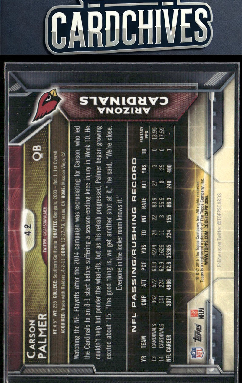 Carson Palmer 2015 Topps #42 Super Bowl 50