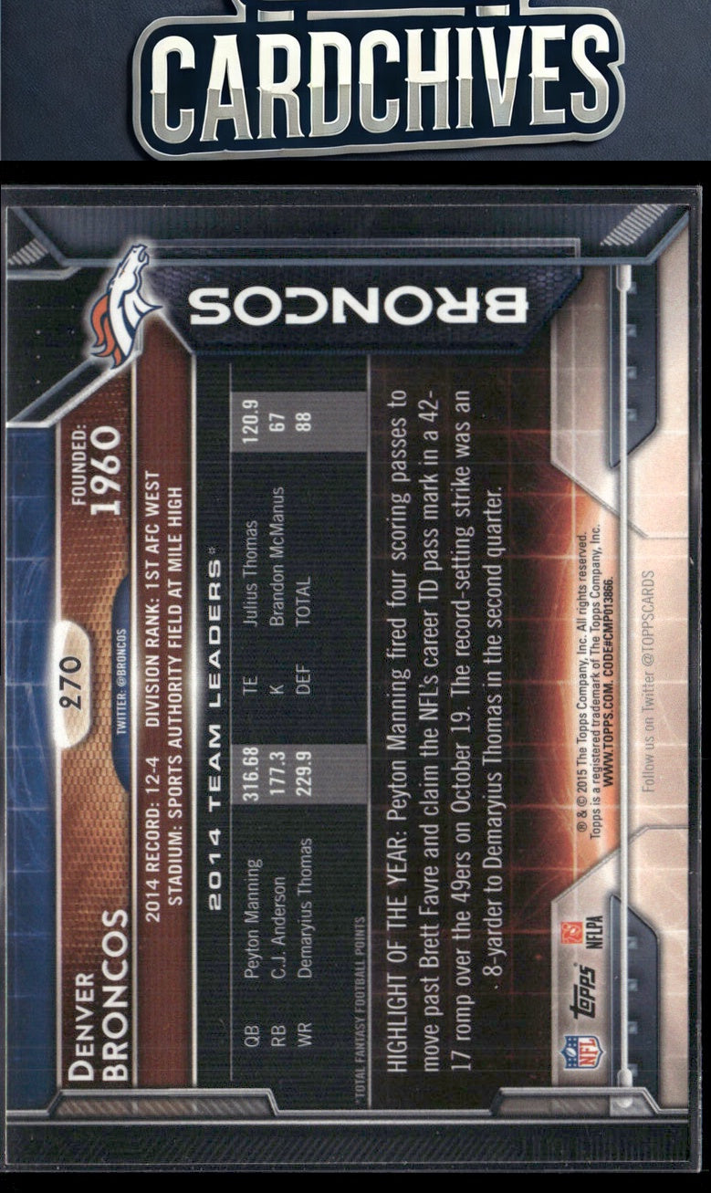 Denver Broncos 2015 Topps #270 Super Bowl 50