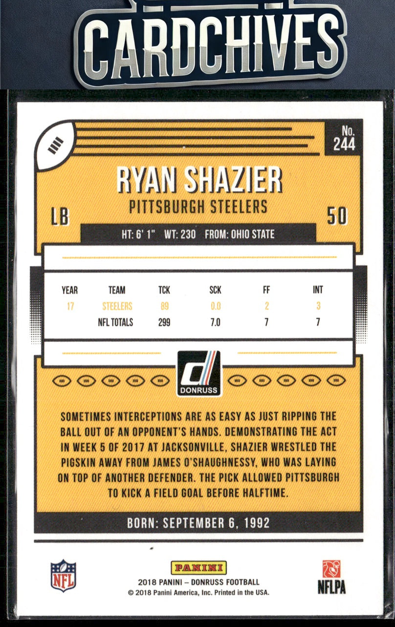 Ryan Shazier 2018 Donruss #244 Press Proof Blue