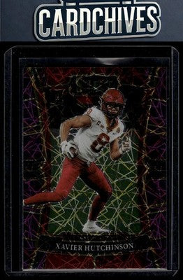 Xavier Hutchinson 2023 Panini Select Draft Picks #23 Purple Lazer Prizm