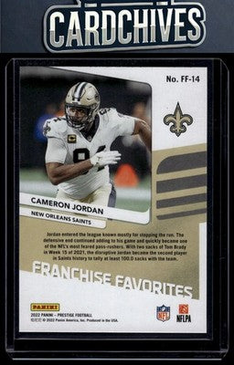 Cameron Jordan 2022 Panini Prestige #FF-14 Franchise Favorites
