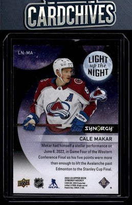 Cale Makar 2022-23 Upper Deck Synergy #LN-MA Light Up the Night #/899 SN