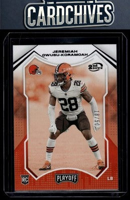 Jeremiah Owusu-Koramoah 2021 Panini Playoff #266 2nd Down #/50 Rookie SN,RC