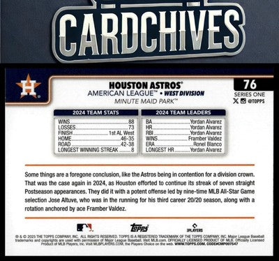 Houston Astros 2025 Topps #76