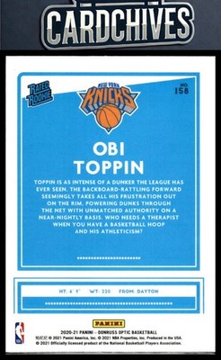 Obi Toppin 2020-21 Donruss Optic #158 Rookie RC