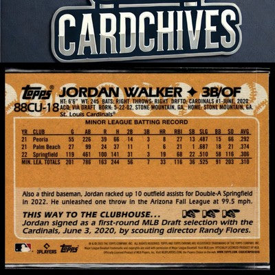 Jordan Walker 2023 Topps Chrome Update Cardinals #88CU-18 1988 Topps 35th