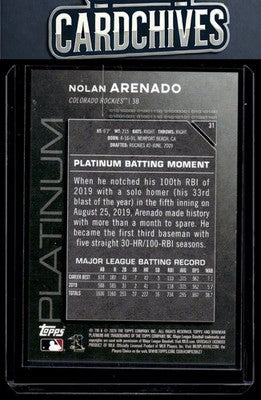 Nolan Arenado 2020 Bowman Platinum #31 Green #/99 SN