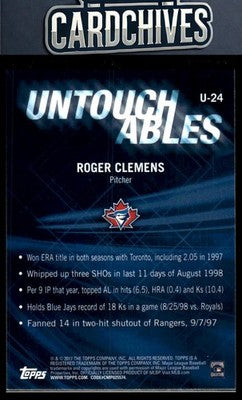 Roger Clemens 2017 Topps Update #U-24 Untouchables