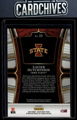 Xavier Hutchinson 2023 Panini Select Draft Picks #23 Purple Lazer Prizm