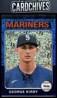 George Kirby 2024 Topps Heritage Seattle Mariners #60 Chrome Blue Sparkle