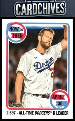 Clayton Kershaw 2023 Topps Heritage #NT-15 Now & Then