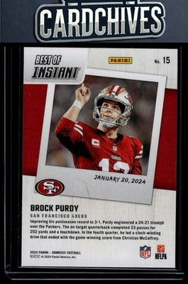 Brock Purdy 2024 Donruss #15 Best of Panini Instant